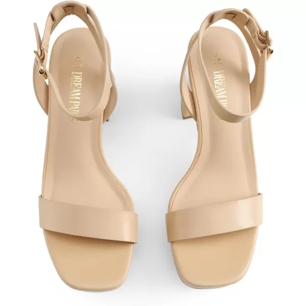 imageDREAM PAIRS Platform Heels for Women High Block Chunky Open Toe Ankle Strap Heels Fashion Wedding Party Evening Prom Dance Dress Pump Sandals ShoesNudepu