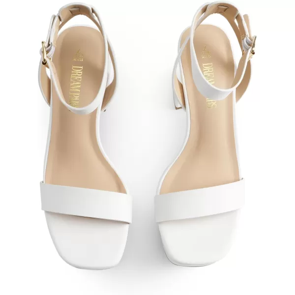 imageDREAM PAIRS Platform Heels for Women High Block Chunky Open Toe Ankle Strap Heels Fashion Wedding Party Evening Prom Dance Dress Pump Sandals ShoesWhitepu