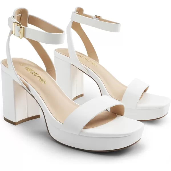 imageDREAM PAIRS Platform Heels for Women High Block Chunky Open Toe Ankle Strap Heels Fashion Wedding Party Evening Prom Dance Dress Pump Sandals ShoesWhitepu