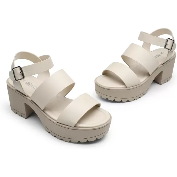 imageDREAM PAIRS Platform Heels for Women Lightweight Chunky Open Toe Stylish Comfortable Fisherman Sandals with Adjustable Ankle StrapBeige