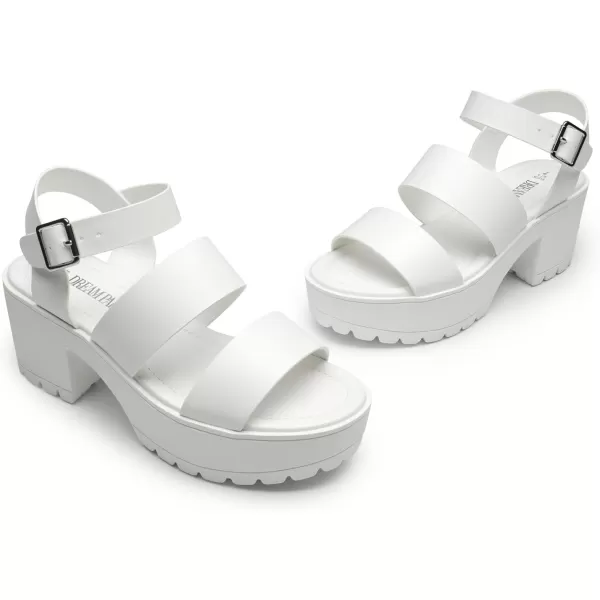 imageDREAM PAIRS Platform Heels for Women Lightweight Chunky Open Toe Stylish Comfortable Fisherman Sandals with Adjustable Ankle StrapWhite