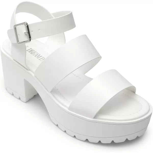 imageDREAM PAIRS Platform Heels for Women Lightweight Chunky Open Toe Stylish Comfortable Fisherman Sandals with Adjustable Ankle StrapWhite