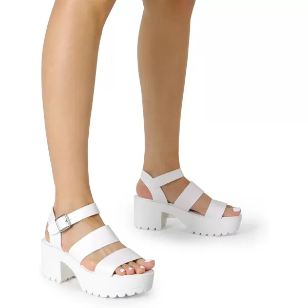 imageDREAM PAIRS Platform Heels for Women Lightweight Chunky Open Toe Stylish Comfortable Fisherman Sandals with Adjustable Ankle StrapWhite
