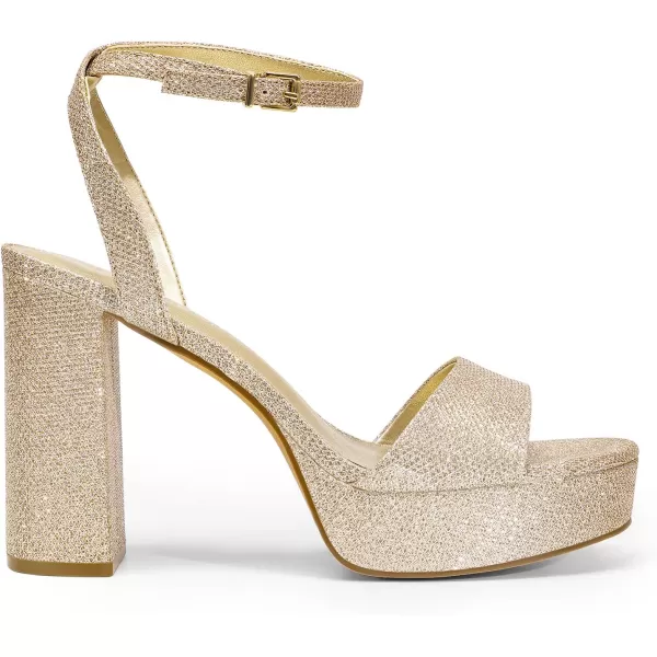 imageDREAM PAIRS Platform High Heels for Women Chunky Round Open Toe Ankle Strap Stylish Heeled Sandals for Party Prom WeddingGoldglitter