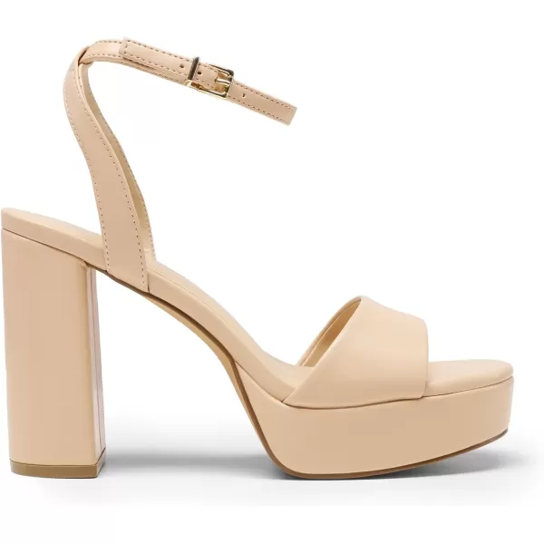 imageDREAM PAIRS Platform High Heels for Women Chunky Round Open Toe Ankle Strap Stylish Heeled Sandals for Party Prom WeddingNudepu