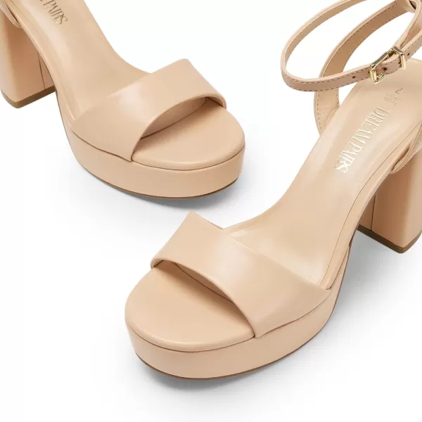 imageDREAM PAIRS Platform High Heels for Women Chunky Round Open Toe Ankle Strap Stylish Heeled Sandals for Party Prom WeddingNudepu