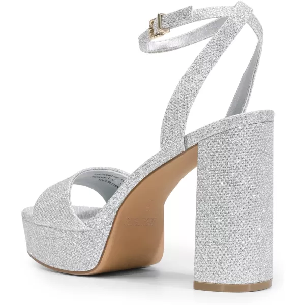 imageDREAM PAIRS Platform High Heels for Women Chunky Round Open Toe Ankle Strap Stylish Heeled Sandals for Party Prom WeddingSilverglitter