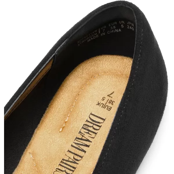 imageDREAM PAIRS Pointed Toe Flats for Women Dressy Casual Low Heel Dress Shoes Comfortable Slipon Business Work Loafer Shoes for WomenBlacksuede