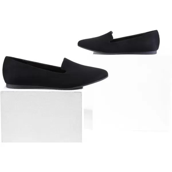 imageDREAM PAIRS Pointed Toe Flats for Women Dressy Casual Low Heel Dress Shoes Comfortable Slipon Business Work Loafer Shoes for WomenBlacksuede