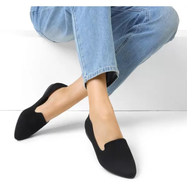 imageDREAM PAIRS Pointed Toe Flats for Women Dressy Casual Low Heel Dress Shoes Comfortable Slipon Business Work Loafer Shoes for WomenBlacksuede