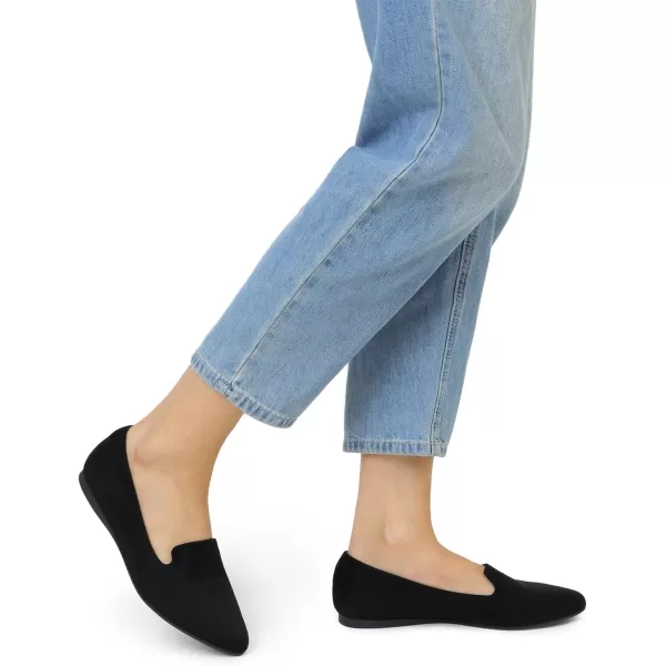 imageDREAM PAIRS Pointed Toe Flats for Women Dressy Casual Low Heel Dress Shoes Comfortable Slipon Business Work Loafer Shoes for WomenBlacksuede