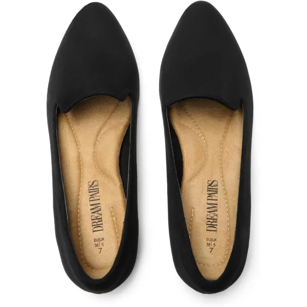 imageDREAM PAIRS Pointed Toe Flats for Women Dressy Casual Low Heel Dress Shoes Comfortable Slipon Business Work Loafer Shoes for WomenBlacksuede