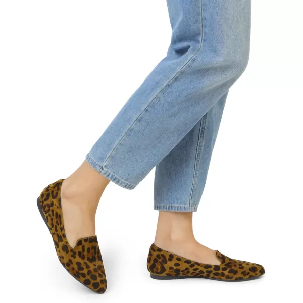 imageDREAM PAIRS Pointed Toe Flats for Women Dressy Casual Low Heel Dress Shoes Comfortable Slipon Business Work Loafer Shoes for WomenLeopardsuede