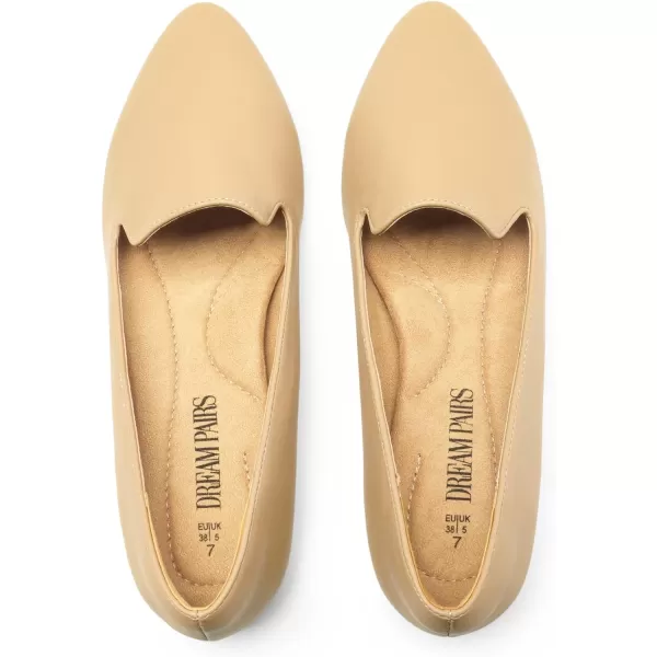 imageDREAM PAIRS Pointed Toe Flats for Women Dressy Casual Low Heel Dress Shoes Comfortable Slipon Business Work Loafer Shoes for WomenNudepu