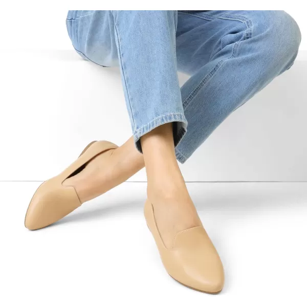 imageDREAM PAIRS Pointed Toe Flats for Women Dressy Casual Low Heel Dress Shoes Comfortable Slipon Business Work Loafer Shoes for WomenNudepu