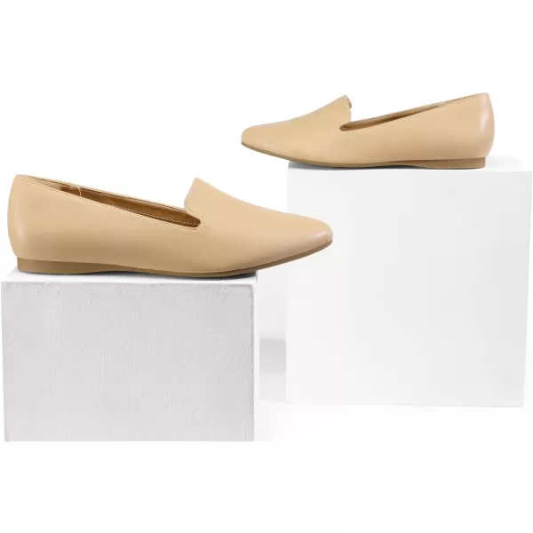 imageDREAM PAIRS Pointed Toe Flats for Women Dressy Casual Low Heel Dress Shoes Comfortable Slipon Business Work Loafer Shoes for WomenNudepu