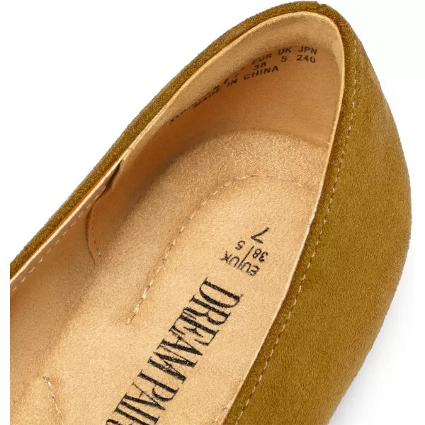 imageDREAM PAIRS Pointed Toe Flats for Women Dressy Casual Low Heel Dress Shoes Comfortable Slipon Business Work Loafer Shoes for WomenTansuede