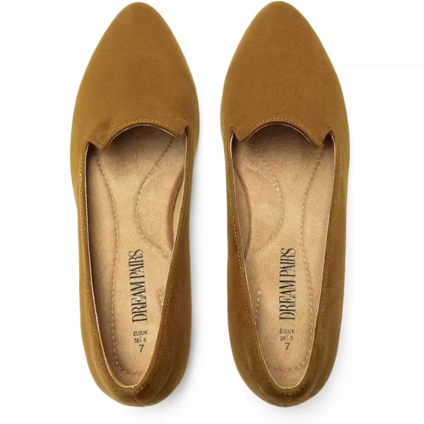imageDREAM PAIRS Pointed Toe Flats for Women Dressy Casual Low Heel Dress Shoes Comfortable Slipon Business Work Loafer Shoes for WomenTansuede