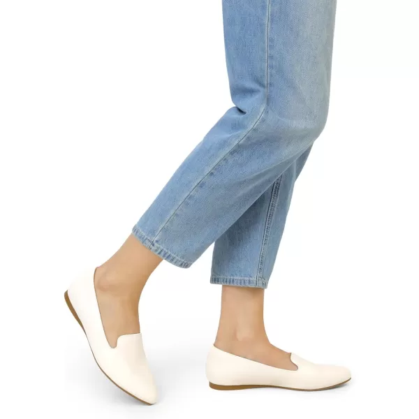 imageDREAM PAIRS Pointed Toe Flats for Women Dressy Casual Low Heel Dress Shoes Comfortable Slipon Business Work Loafer Shoes for WomenWhitepu
