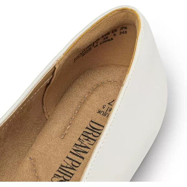 imageDREAM PAIRS Pointed Toe Flats for Women Dressy Casual Low Heel Dress Shoes Comfortable Slipon Business Work Loafer Shoes for WomenWhitepu