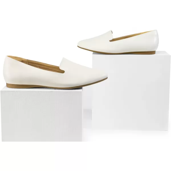 imageDREAM PAIRS Pointed Toe Flats for Women Dressy Casual Low Heel Dress Shoes Comfortable Slipon Business Work Loafer Shoes for WomenWhitepu