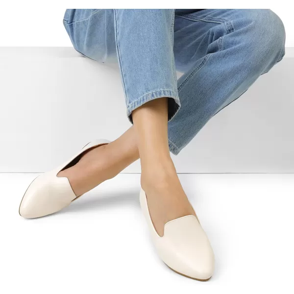 imageDREAM PAIRS Pointed Toe Flats for Women Dressy Casual Low Heel Dress Shoes Comfortable Slipon Business Work Loafer Shoes for WomenWhitepu