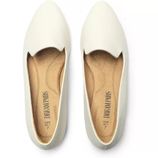imageDREAM PAIRS Pointed Toe Flats for Women Dressy Casual Low Heel Dress Shoes Comfortable Slipon Business Work Loafer Shoes for WomenWhitepu