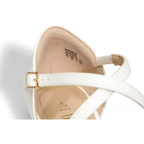 imageDREAM PAIRS Pointed Toe Low Wedge Heeled Ankle Strap Flats Shoes for Women Dressy Comfortable Casual Slipon Dress Shoes for Business Office and WorkWhitepu