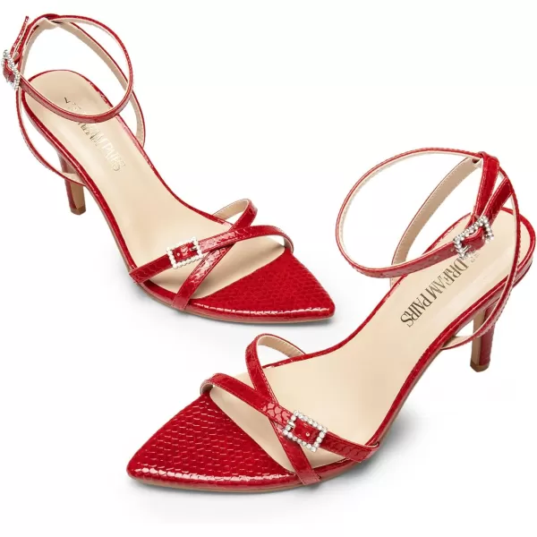 imageDREAM PAIRS Pointy Toe Heels for Women Stiletto Sexy Strappy Ankle Strap 37 inch High Heel Sandals for Party PromRedpat