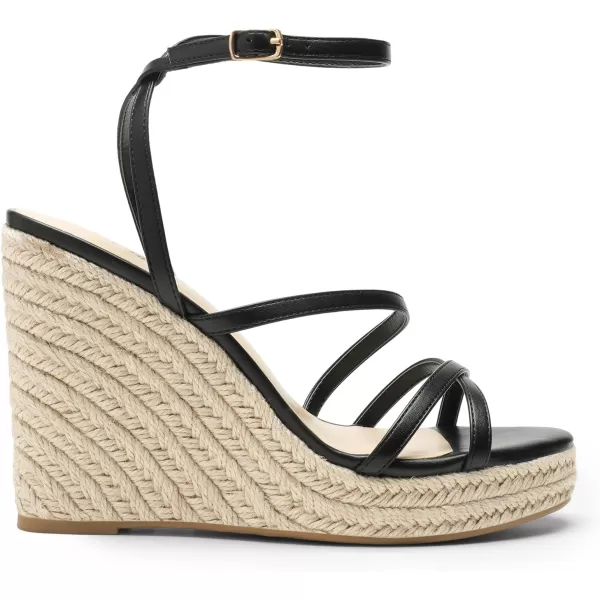 imageDREAM PAIRS Strappy Espadrille Platform Wedge Sandals for Women Dressy Summer Comfortable Open Toe Sandals with Cushioned Insole and Ankle Strap BuckleBlack