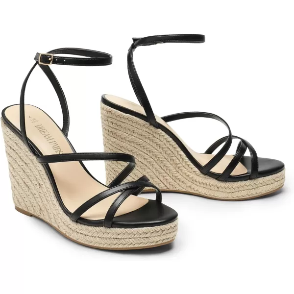 imageDREAM PAIRS Strappy Espadrille Platform Wedge Sandals for Women Dressy Summer Comfortable Open Toe Sandals with Cushioned Insole and Ankle Strap BuckleBlack