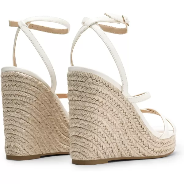 imageDREAM PAIRS Strappy Espadrille Platform Wedge Sandals for Women Dressy Summer Comfortable Open Toe Sandals with Cushioned Insole and Ankle Strap BuckleWhite