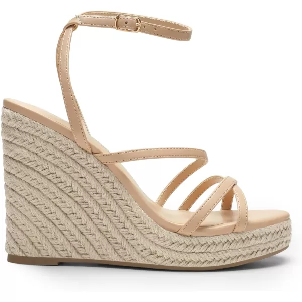 imageDREAM PAIRS Strappy Espadrille Platform Wedge Sandals for Women Dressy Summer Comfortable Open Toe Sandals with Cushioned Insole and Ankle Strap BuckleNude