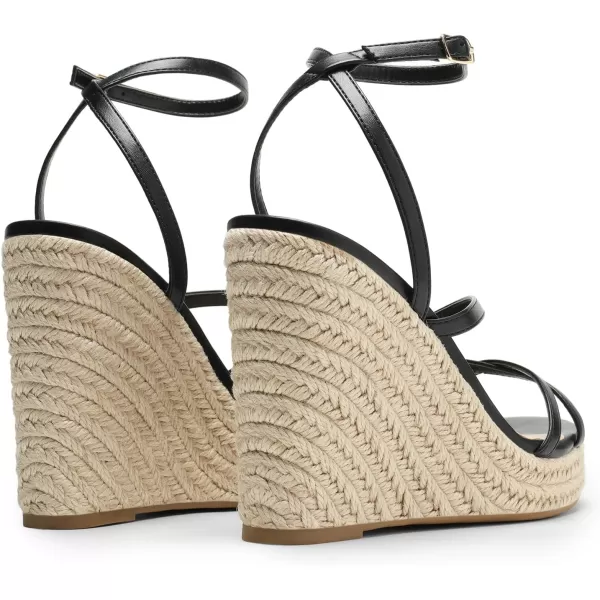 imageDREAM PAIRS Strappy Espadrille Platform Wedge Sandals for Women Dressy Summer Comfortable Open Toe Sandals with Cushioned Insole and Ankle Strap BuckleBlack