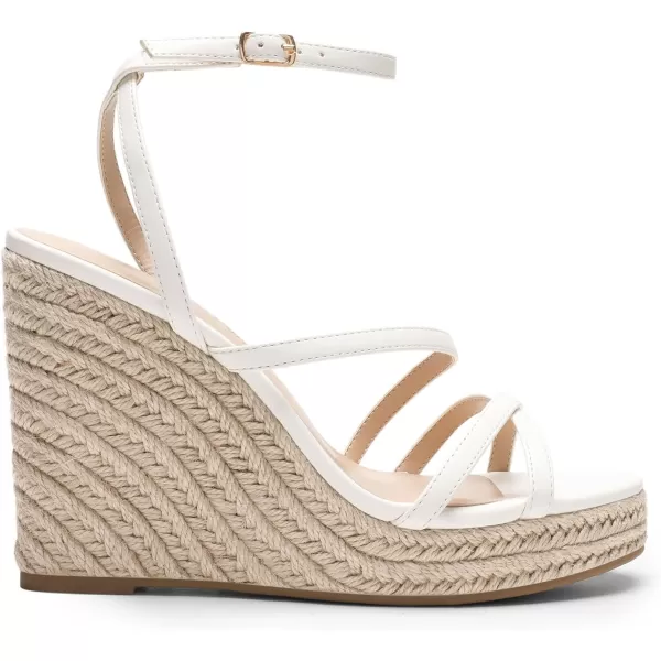 imageDREAM PAIRS Strappy Espadrille Platform Wedge Sandals for Women Dressy Summer Comfortable Open Toe Sandals with Cushioned Insole and Ankle Strap BuckleWhite