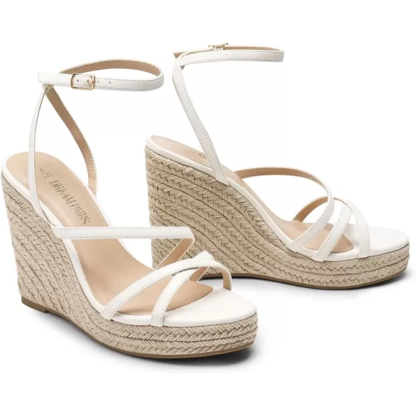 imageDREAM PAIRS Strappy Espadrille Platform Wedge Sandals for Women Dressy Summer Comfortable Open Toe Sandals with Cushioned Insole and Ankle Strap BuckleWhite