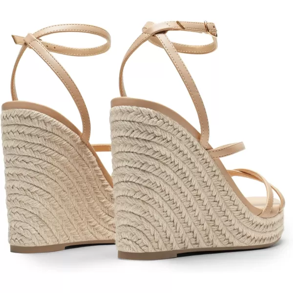 imageDREAM PAIRS Strappy Espadrille Platform Wedge Sandals for Women Dressy Summer Comfortable Open Toe Sandals with Cushioned Insole and Ankle Strap BuckleNude