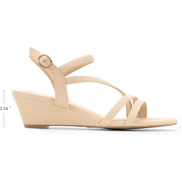 imageDREAM PAIRS Strappy Wrapped Dressy Wedge Sandals Comfortable Sparkly Glitter Ankle Strap Mid Heel Wedges Casual Summer Open Toe Evening Dress Wedding Dance ShoesNudenubuck
