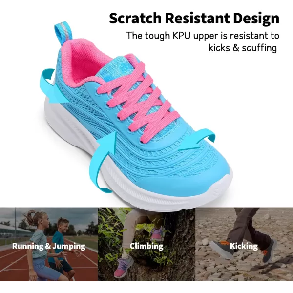 imageDREAM PAIRS Tennis Shoes for Boys Girls Kids Laceup Athletic Running Sneakers for Little KidBig KidBlueHot Pink
