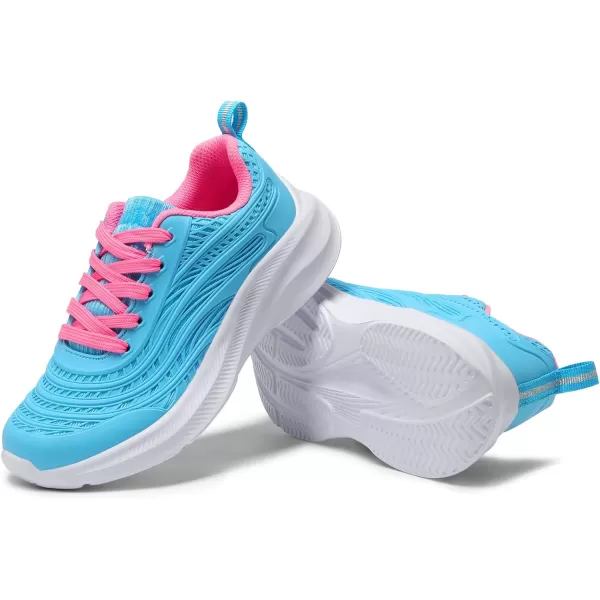 imageDREAM PAIRS Tennis Shoes for Boys Girls Kids Laceup Athletic Running Sneakers for Little KidBig KidBlueHot Pink
