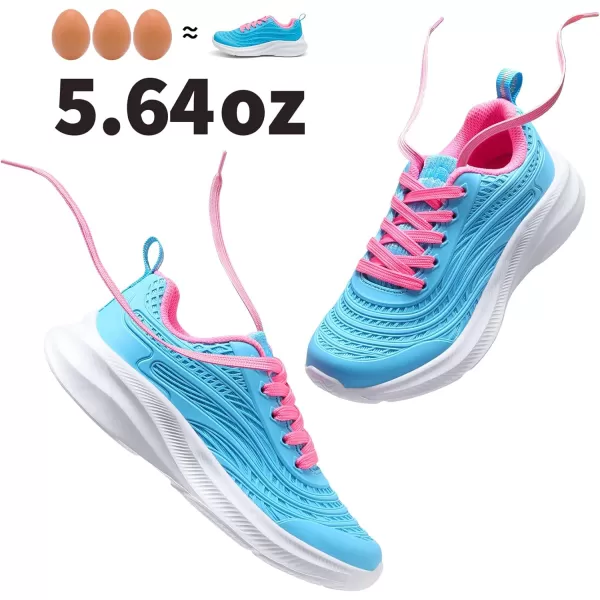 imageDREAM PAIRS Tennis Shoes for Boys Girls Kids Laceup Athletic Running Sneakers for Little KidBig KidBlueHot Pink