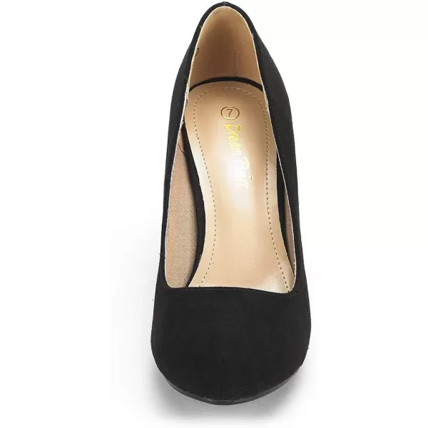 imageDREAM PAIRS Tiffany Womens New Classic Elegant Versatile Low Stiletto Heel Dress Platform Pumps ShoesBlack Suede