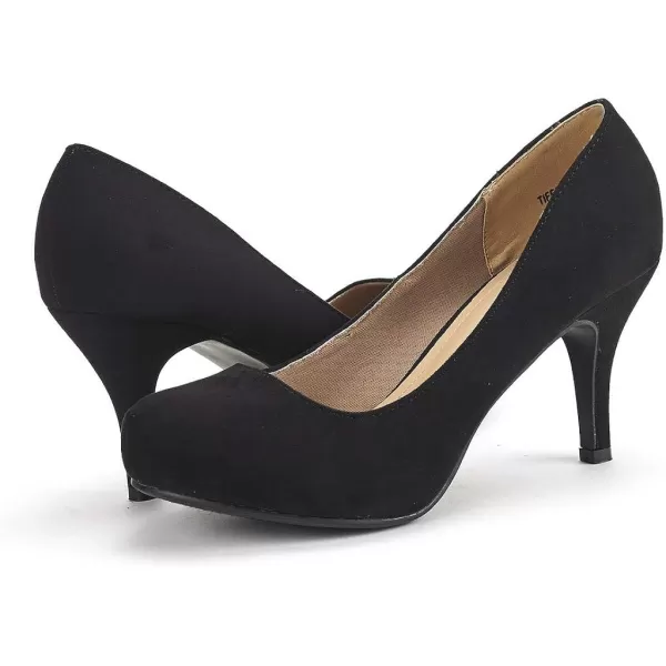 imageDREAM PAIRS Tiffany Womens New Classic Elegant Versatile Low Stiletto Heel Dress Platform Pumps ShoesBlack Suede