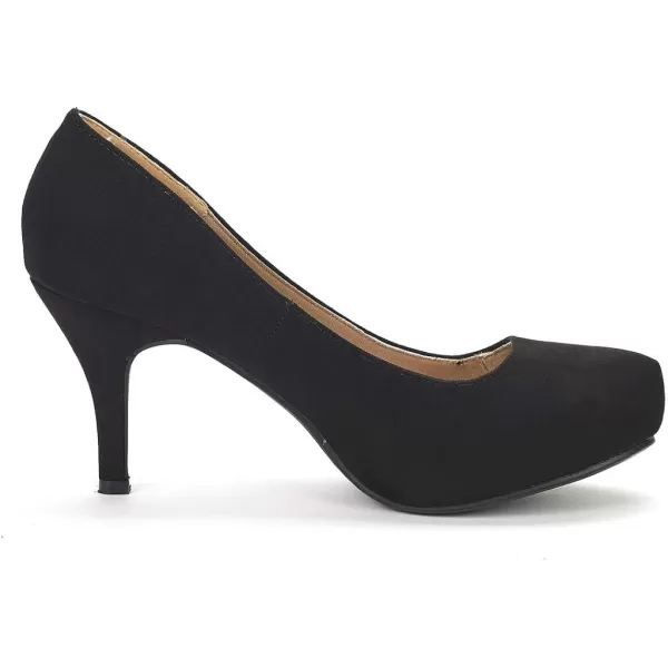 imageDREAM PAIRS Tiffany Womens New Classic Elegant Versatile Low Stiletto Heel Dress Platform Pumps ShoesBlack Suede