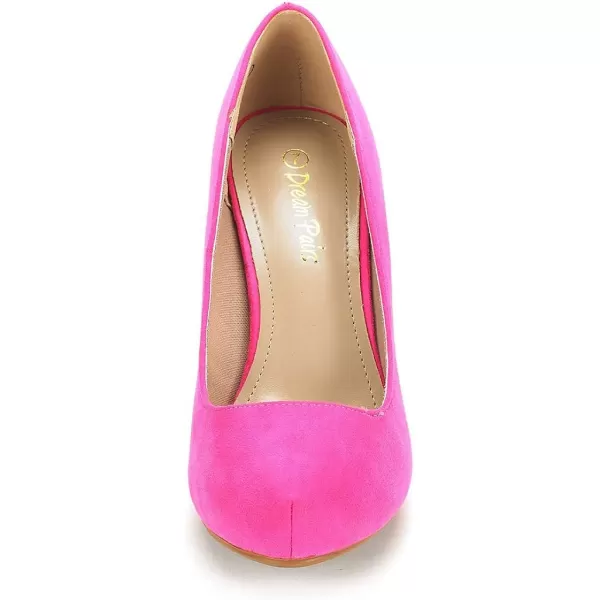 imageDREAM PAIRS Tiffany Womens New Classic Elegant Versatile Low Stiletto Heel Dress Platform Pumps ShoesFuchsia Suede