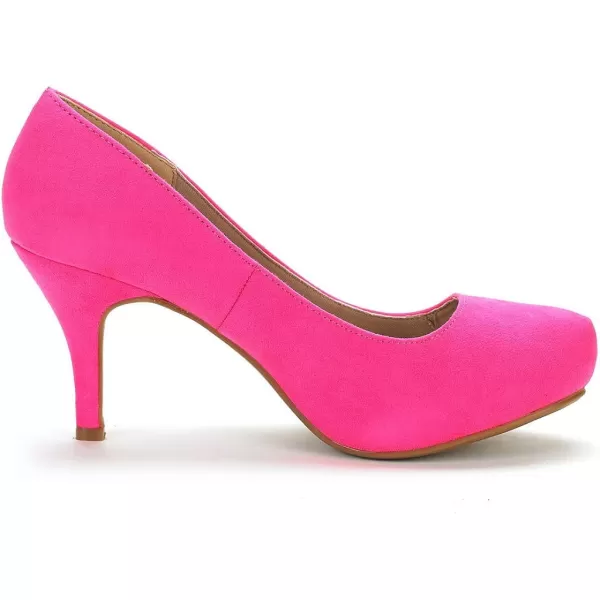 imageDREAM PAIRS Tiffany Womens New Classic Elegant Versatile Low Stiletto Heel Dress Platform Pumps ShoesFuchsia Suede