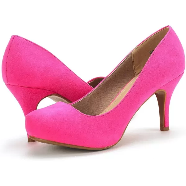 imageDREAM PAIRS Tiffany Womens New Classic Elegant Versatile Low Stiletto Heel Dress Platform Pumps ShoesFuchsia Suede