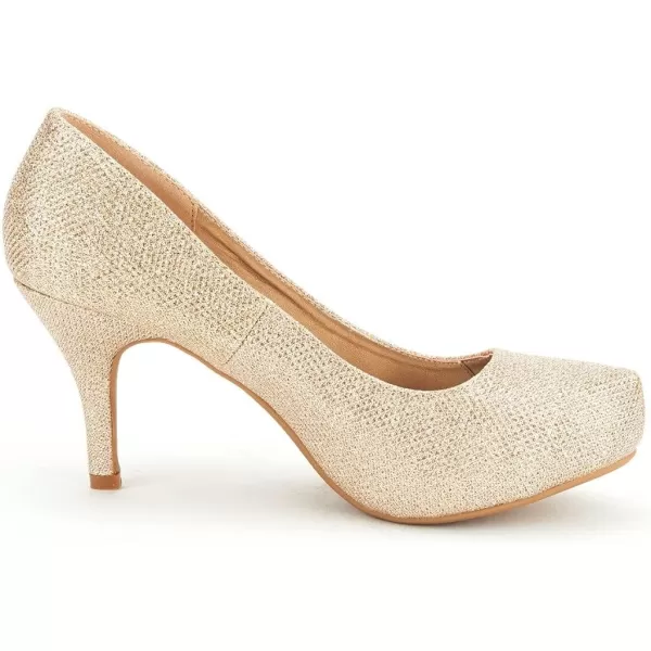 imageDREAM PAIRS Tiffany Womens New Classic Elegant Versatile Low Stiletto Heel Dress Platform Pumps ShoesGold