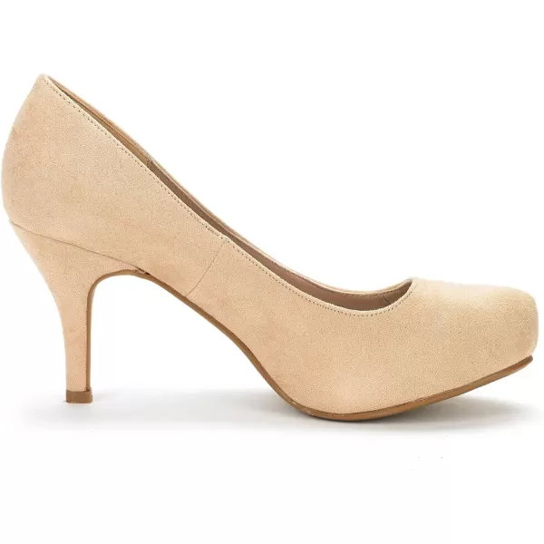 imageDREAM PAIRS Tiffany Womens New Classic Elegant Versatile Low Stiletto Heel Dress Platform Pumps ShoesNude Suede