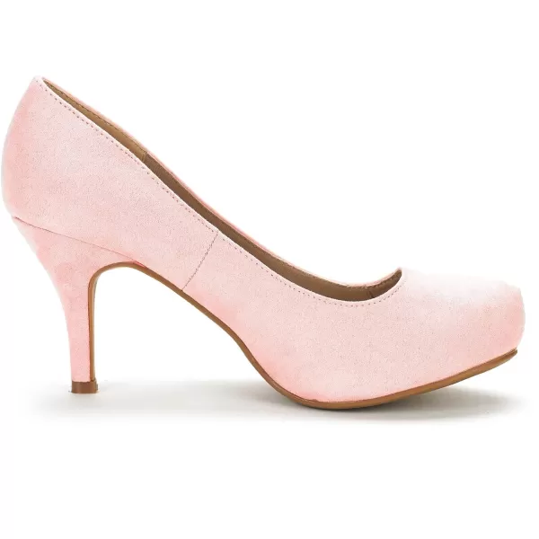 imageDREAM PAIRS Tiffany Womens New Classic Elegant Versatile Low Stiletto Heel Dress Platform Pumps ShoesPink Suede